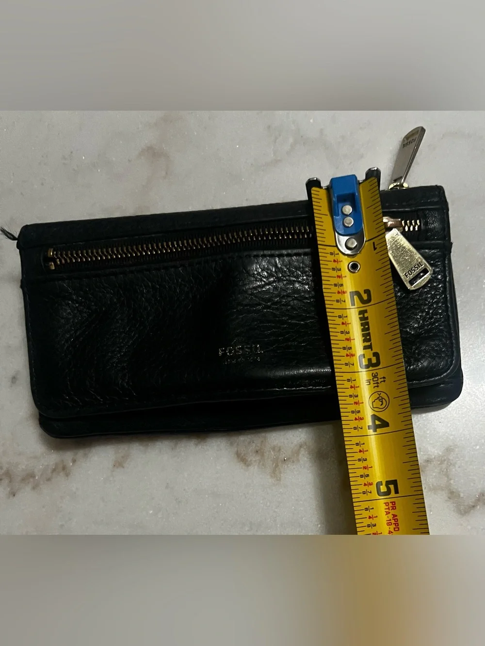 Fossil Women’s Soft Black Pebbled Leather Wallet Zip With 3 Compartments
